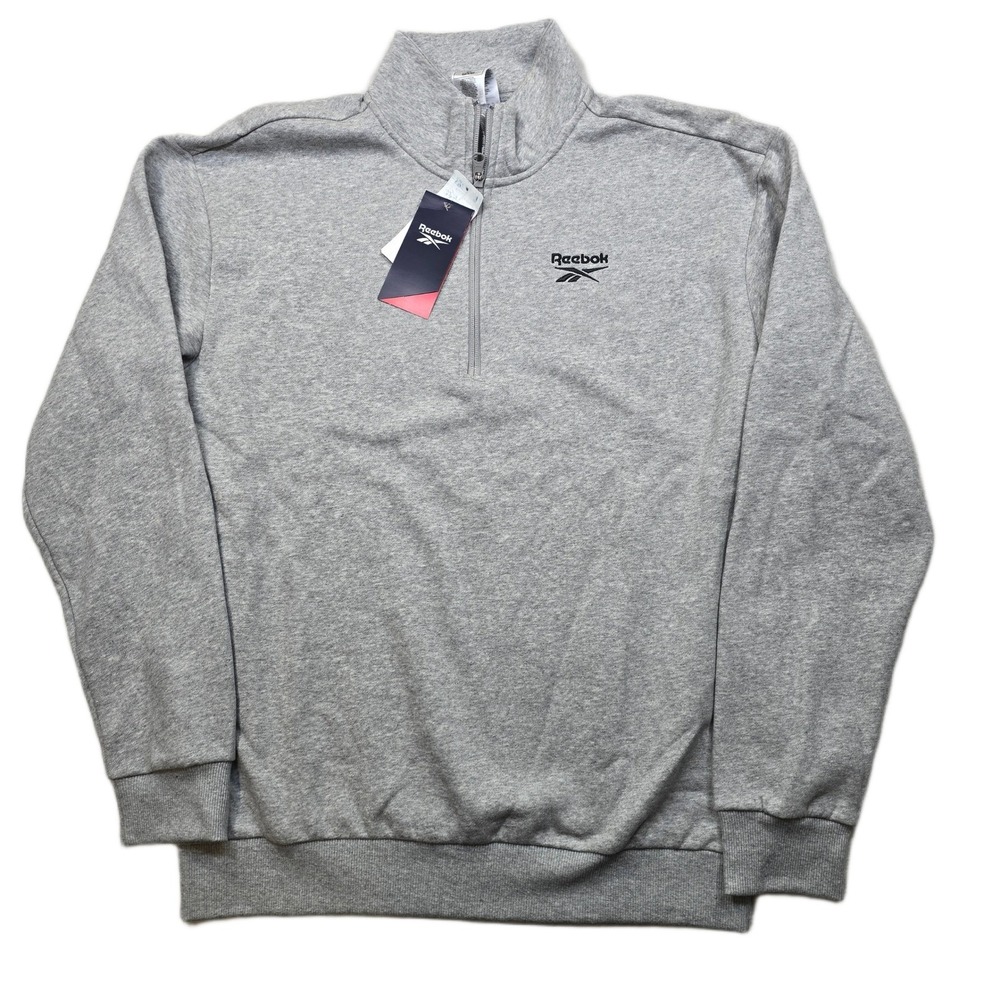 Reebok Identity Fleece 1/4 Zip Sweatshirt Mens Medium Heather Grey Training‎ NEW